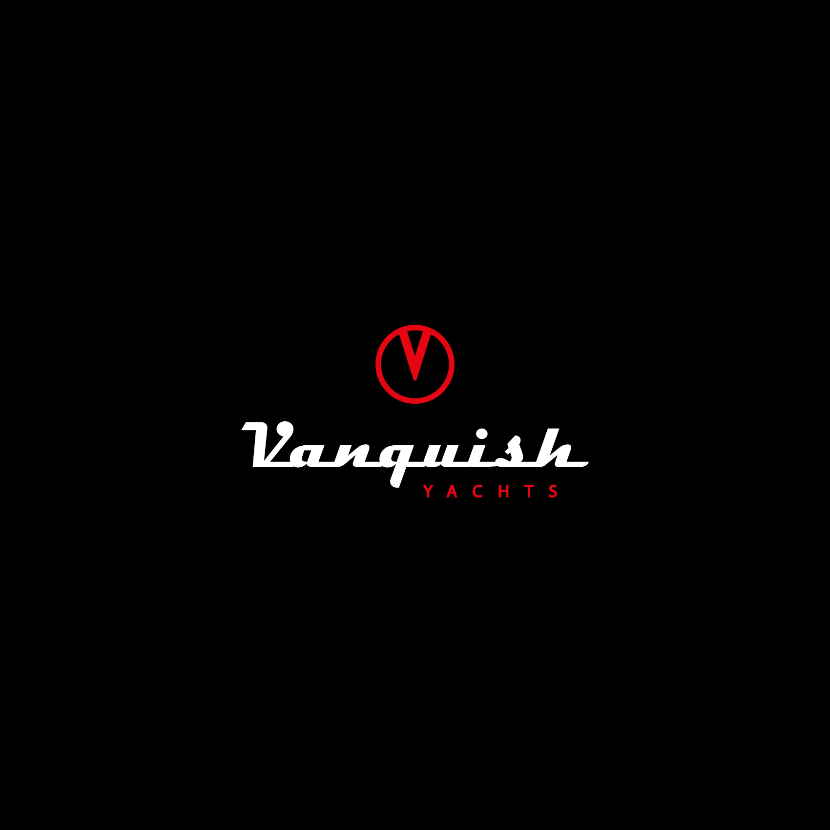 The Vanquish Yachts logo - white on black