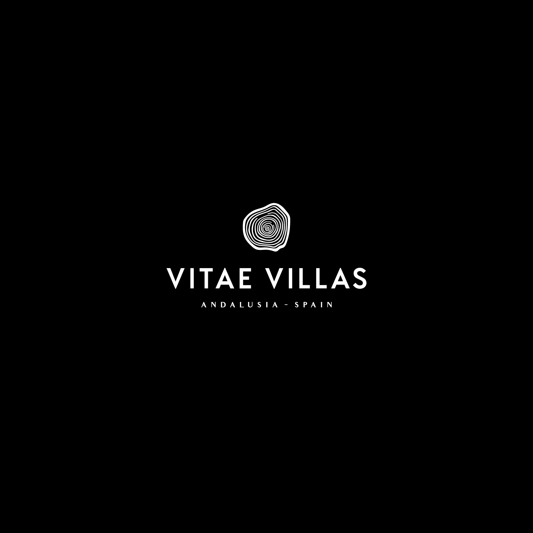 The Vitae Villas logo - white on black